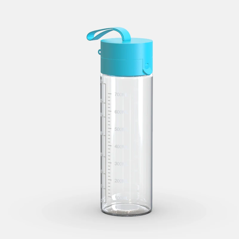 

Outdoor sport single wall plastic water bottle with silicone ring handle, Customized color