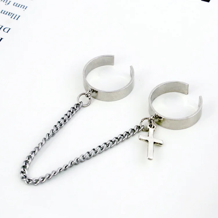

MSYO New Ins Hip Hop Fashion Chain Trendy Ring Cross Two Piece Suit Accessories Jewelry