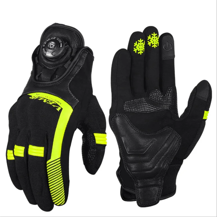 

Motorcycle can touch screen rotating button tightness adjustment locomotive rider racing gloves motorcycle motorbike, Black/orange/green