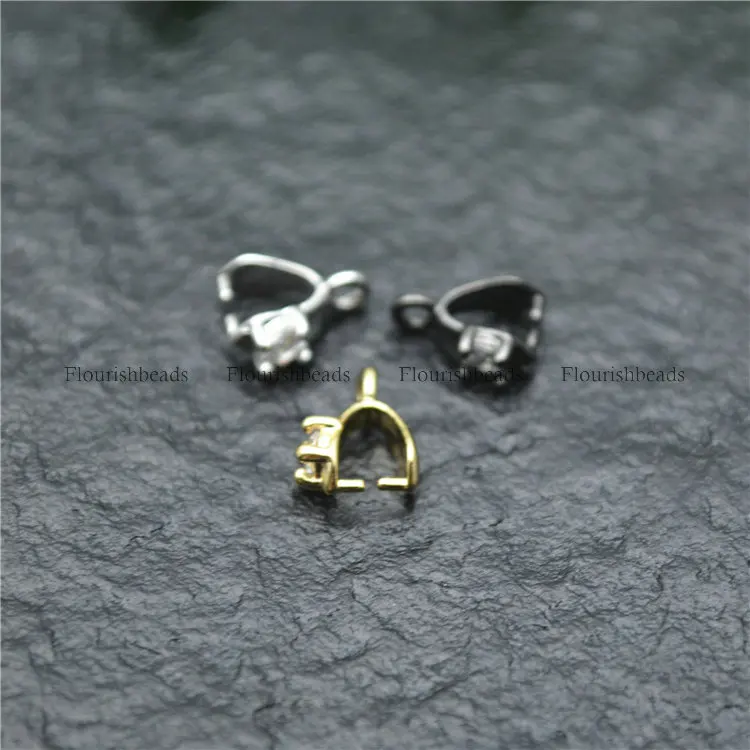 

New design Single Diamond Shape CZ Paved Clip Pendant Bails Necklace Clasps Connectors Jewelry Findings