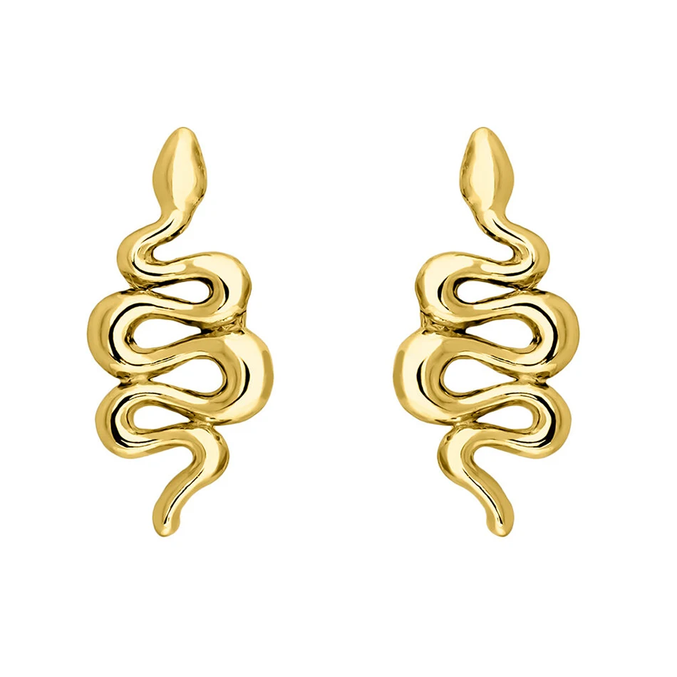 

Wholesale fashion jewelry 925 sterling silver emerald 14k gold snake stud earrings for women