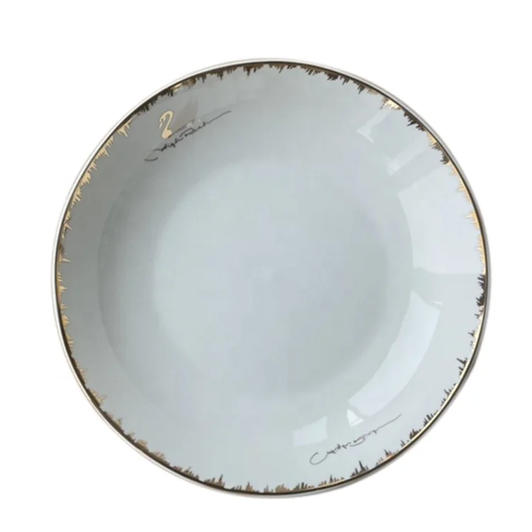 

Embossed Surface Round Shape Melamine Printing Restaurant Dish Bone China White Plain Plate