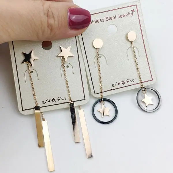 

PUSHI fashion jewelry korean style rose gold titanium steel earrings dainty rose gold stainless steel earrings mix