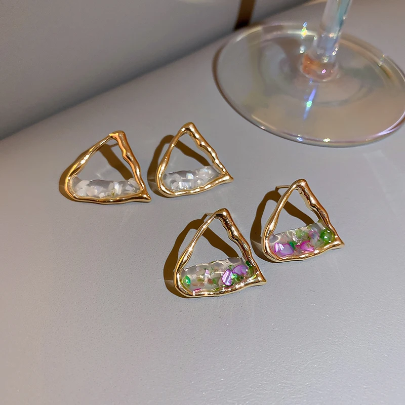 

fashion women pearl triangle earrings studs