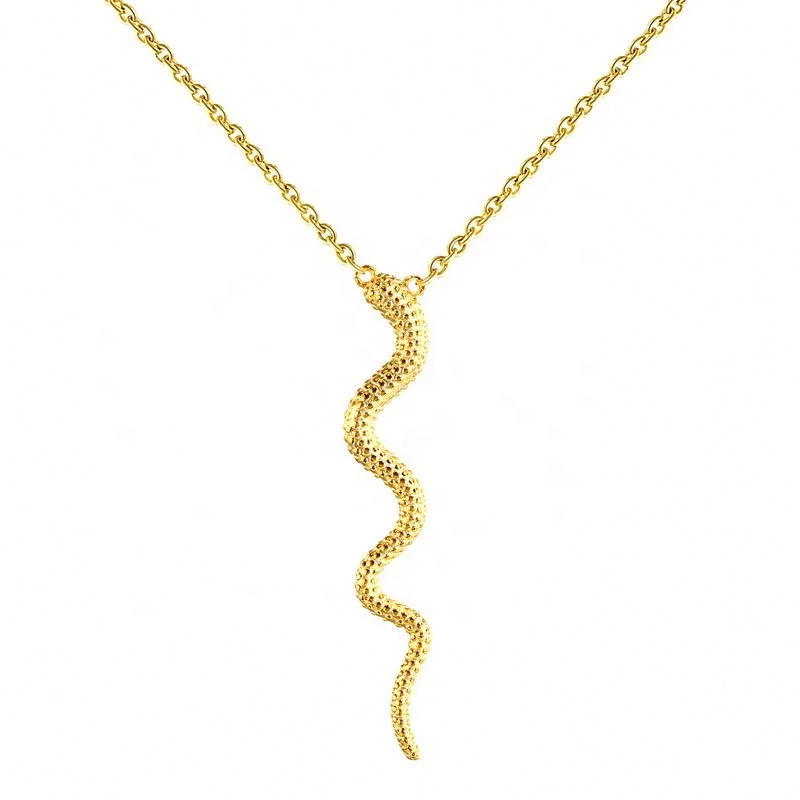 

Sterling Silver 925 Jewellery Simple Snake Pendant Charm Necklace, Gold / platinum