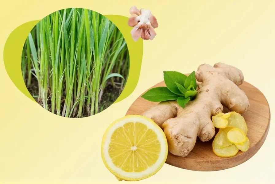 Organic ginger and lemongrass plants growing in garden beds with proper spacing and soil conditions