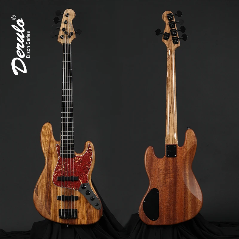 

Derulo Electric Bass Guitar OEM Custom 5 Strings High Quality ALL Zebra wood Ebony Fingerboard Custombody Custom Shop