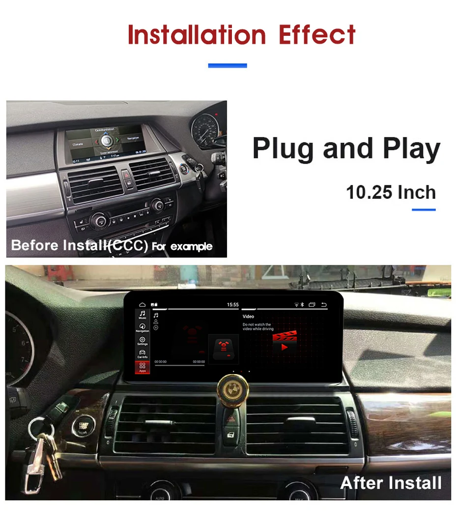 
1920*720 10.25 inch Android 10 8 core CPU 4G RAM 64G ROM Car GPS Navigation For BMW X5 E70 X6 E71 CCC CIC 