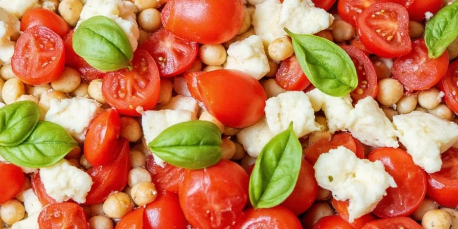 Tomato, Cheese, Basil on wooden board