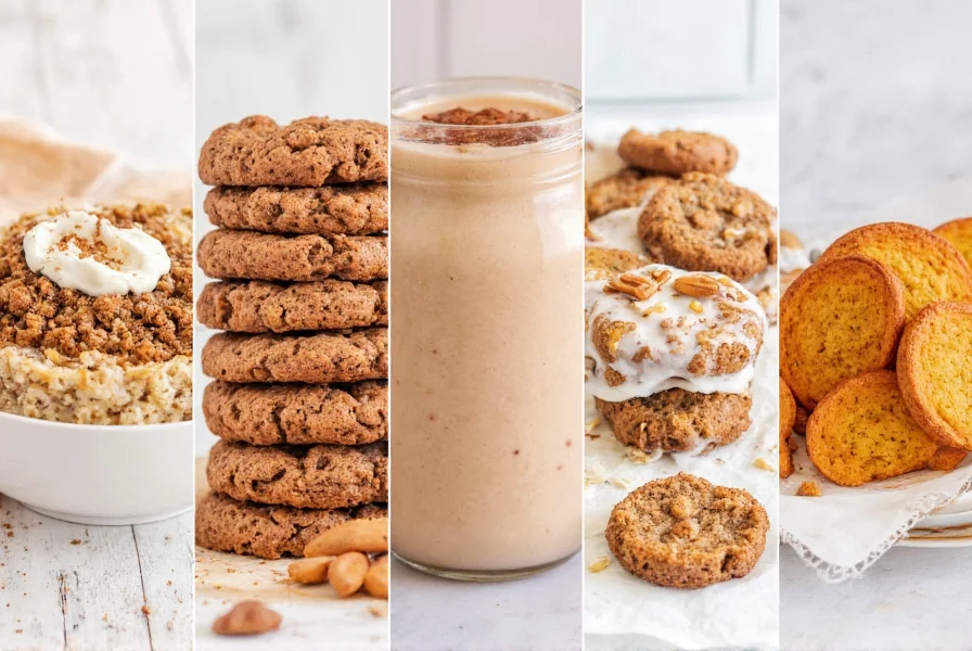 Creative presentation of cinnamon in various food applications including oatmeal, smoothies, and baked goods