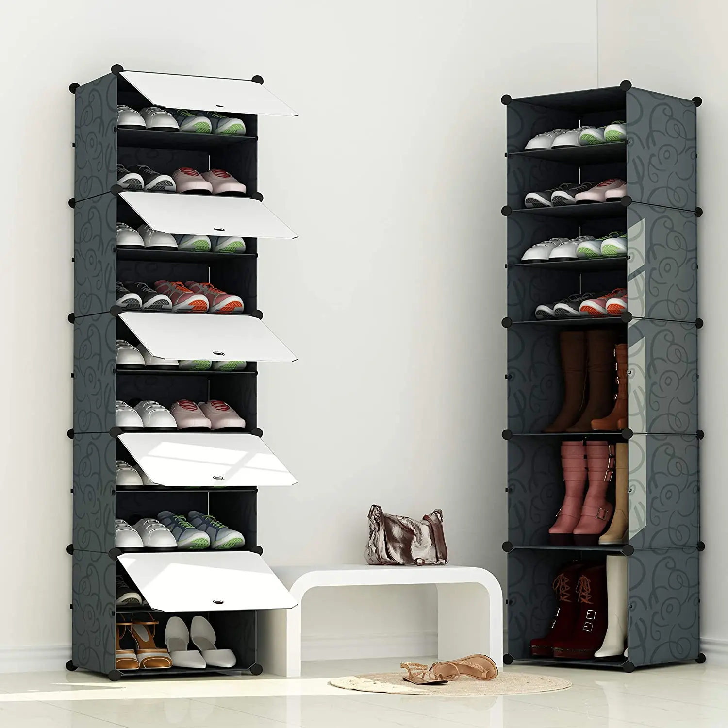 Portable Cubes Shoe Storage Organizer Tower Space Save Bedroom Wardrobe