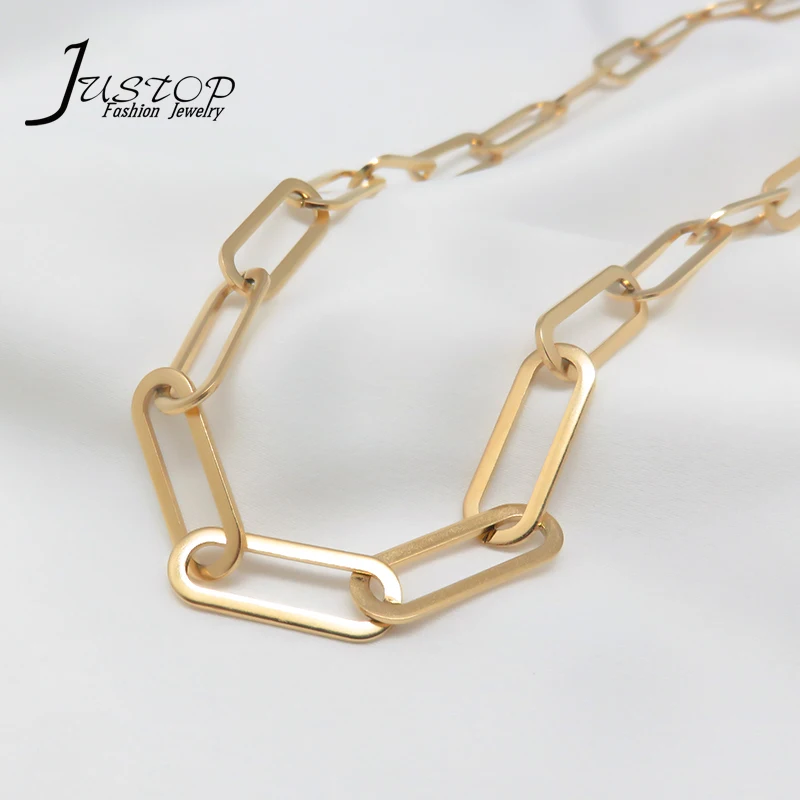 

Hip Hop Jewelry Link Chain Stainless Steel Chunky Rectangle Chain Necklaces DIY, As picture