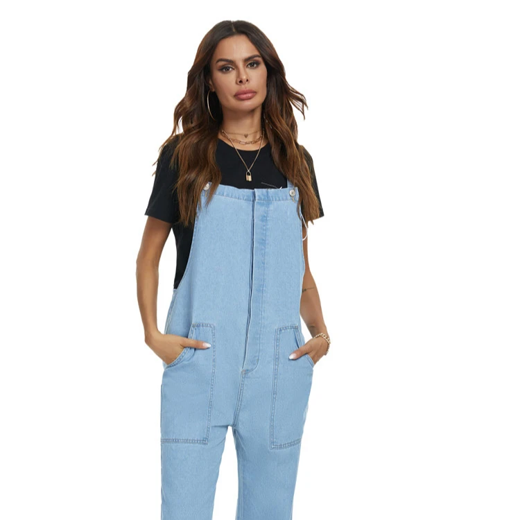 

High Quality Summer Loose Women Denim Overall Little Girl Denim Jumpsuit Overall, Blue