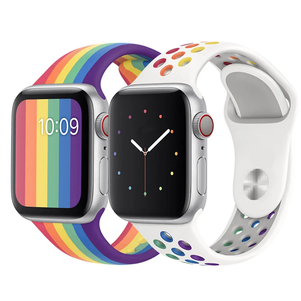 

Rainbow Silicon Band for Watch Strap For Apple Watch 42mm 38mm 40mm 44mm Sport Silicon Band For Nike Wristband