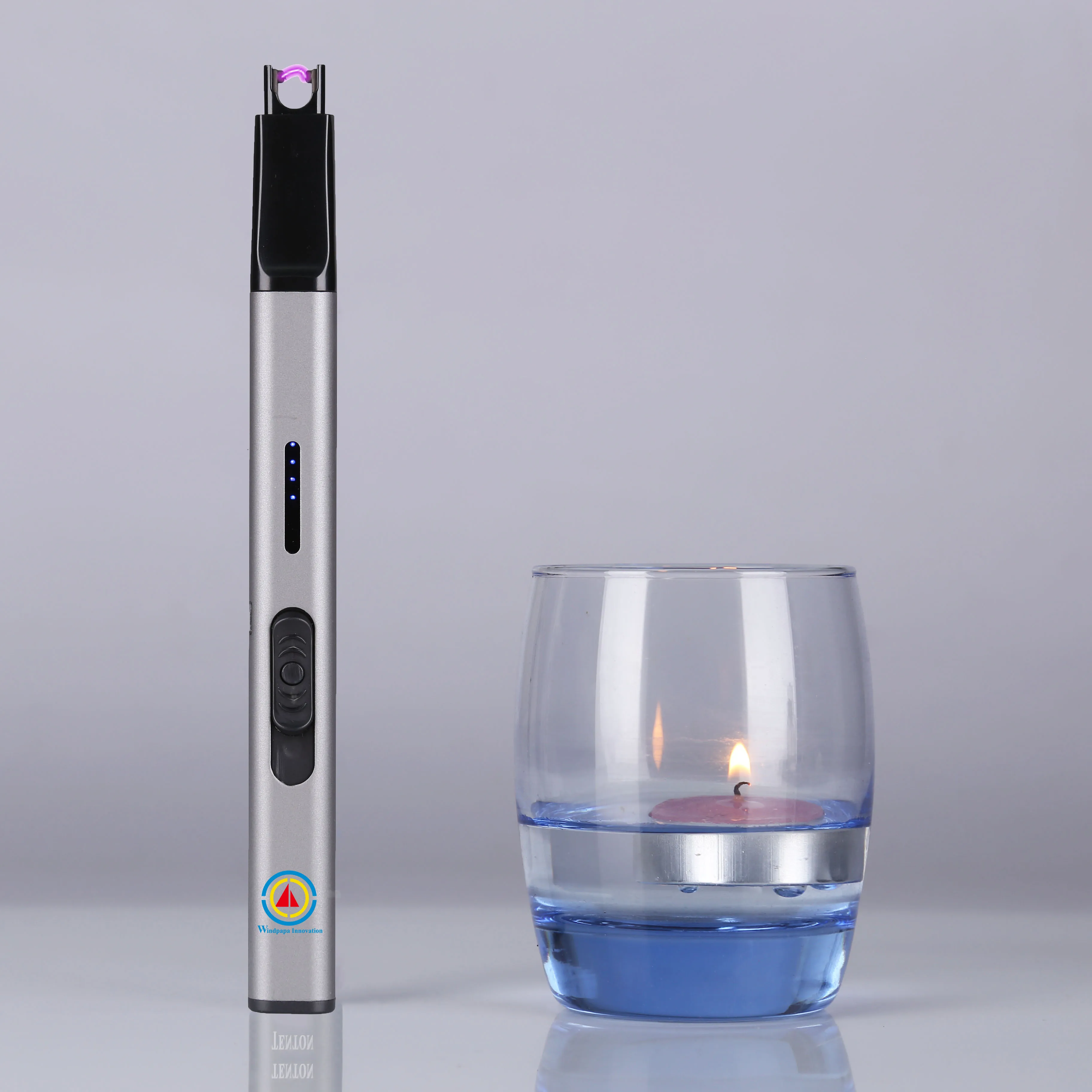 

BBQ/Candle/Kitchen Electronic_lighters Arc with Upgrade Battery Indicator Triple Windproof Portable Plasma USB Electric Lighter, Grey, silivey, blue, welcome custom