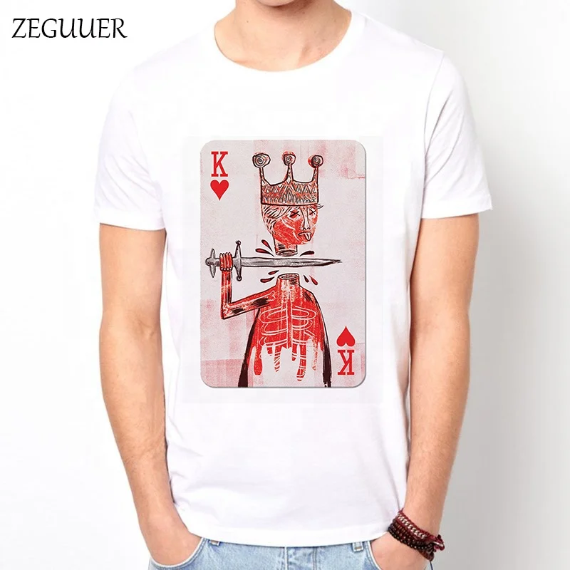 

Wholesale Jean Michel Basquiat King Playing Card Tshirt Men Streetwear Funny T Shirts Print Round Neck Casual Clothes