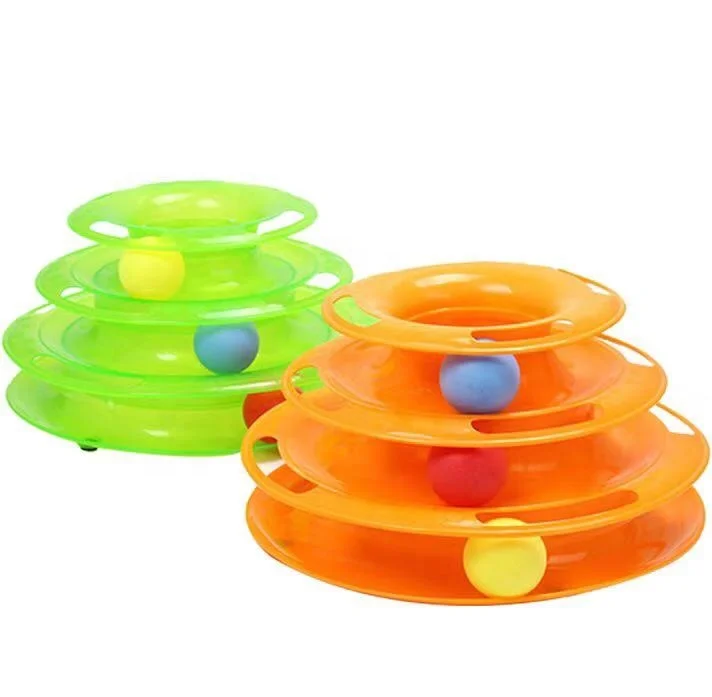 

4 Layers Interactive Funny Turntable Crazy Ball Disk Cat Toys for Kitten Cats Pet Products, Customized