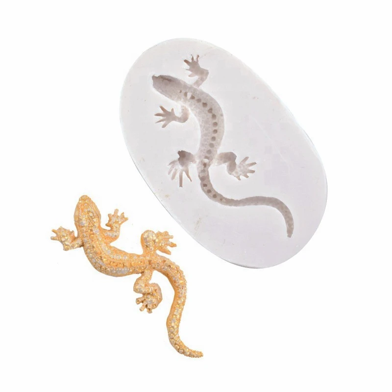 

3D Lizard Gecko Silicone Molds Animals Fondant Cake Decorating Tools Polymer Clay Jewelry Mold Candy Chocolate Gumpaste Mould, As shown