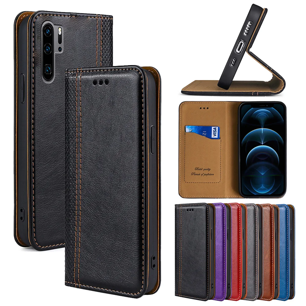 

Factory Price Leather Phone Case for Huawei P Smart Plus P9 P8 P10 P20 P30 Lite P40 Pro Plus P50 Pro Wallet Mobile Phone Cover, 6 colors for your choose