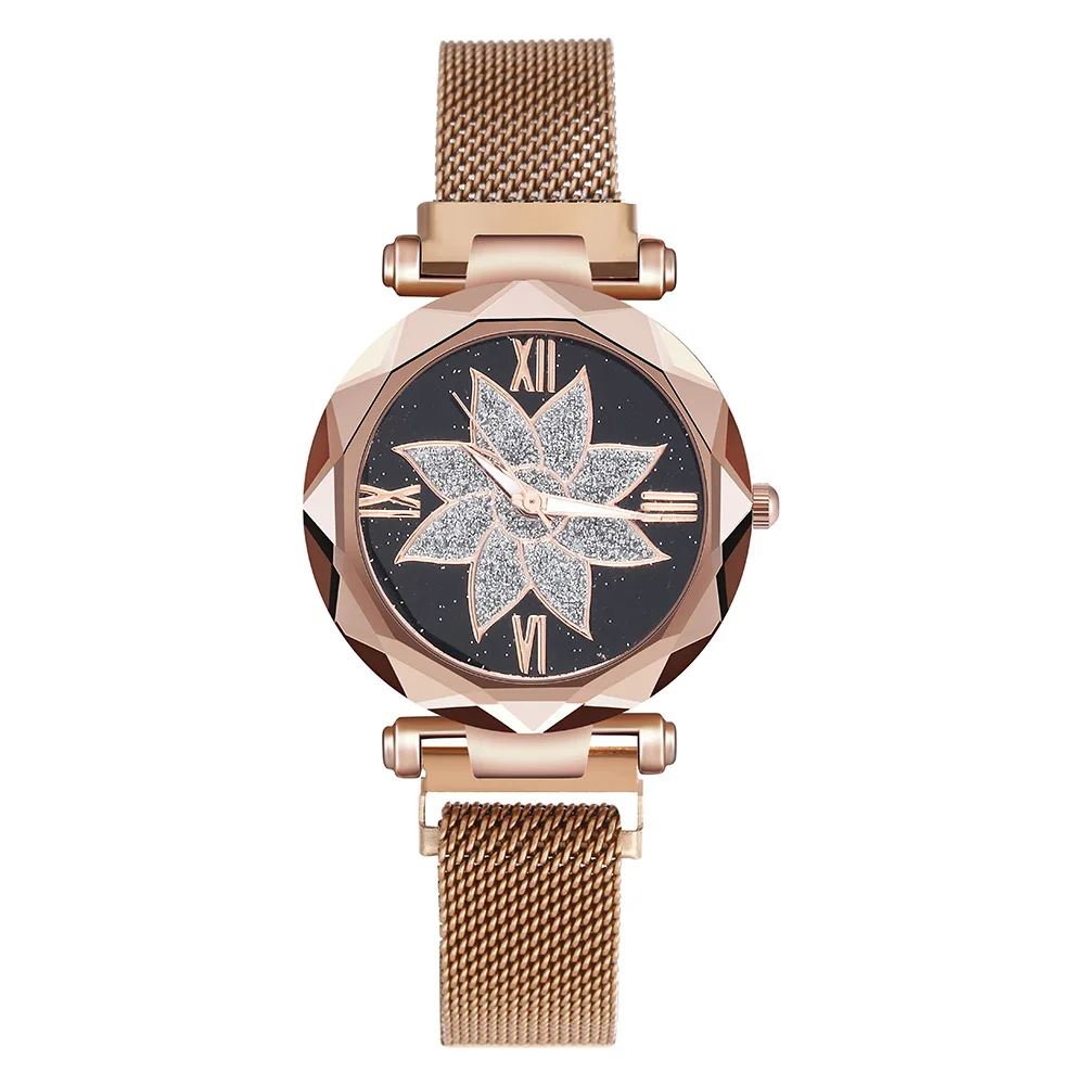 2019  New TW271 Luxury Sky Rome Dial Magnetic Watch For Women Casual Alloy Mesh Watches Party Accessory