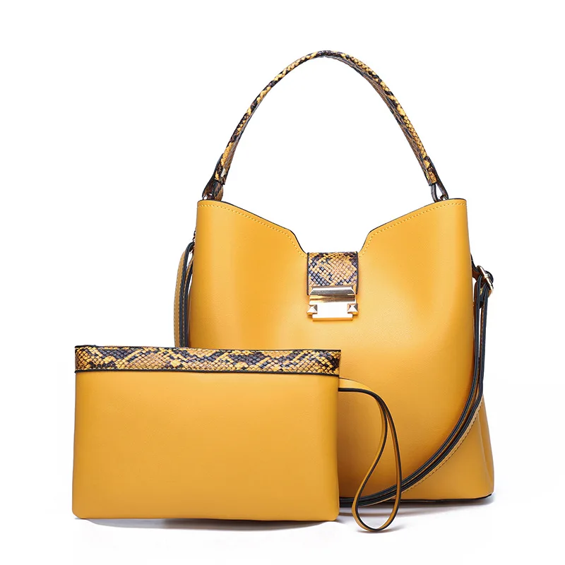 

EG090 Fashion Snake Skin Design Pu big two piece Ladies Purses And Handbags Set Women Shoulder Bag