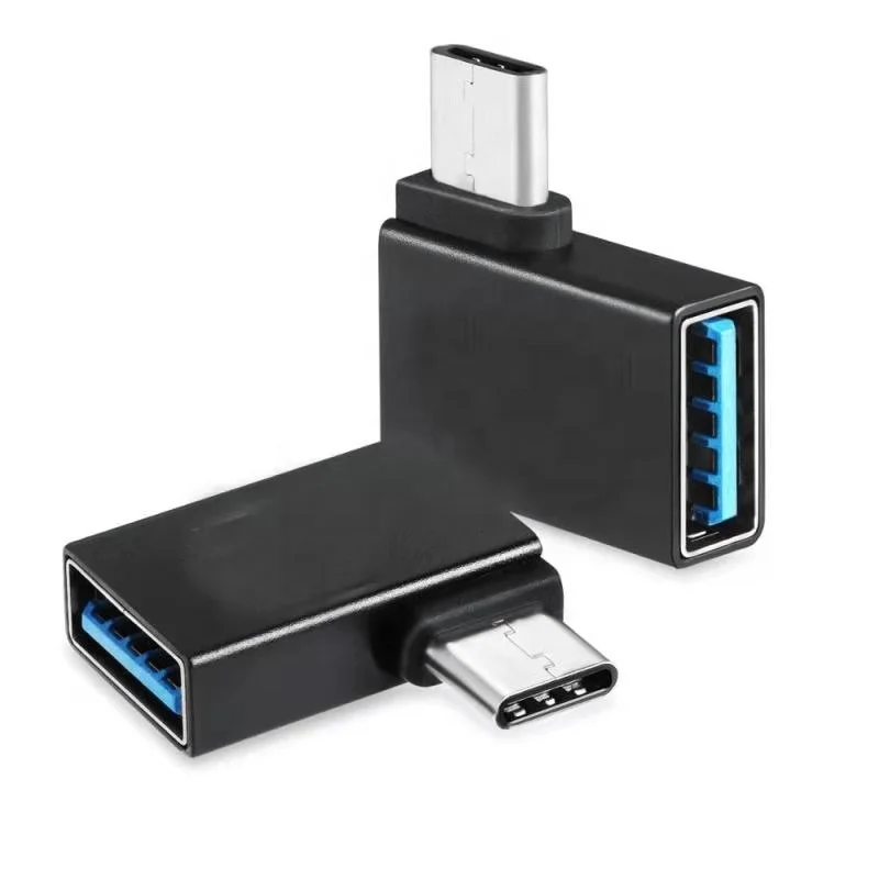 

Hot Selling 90 Degrees Aluminum Alloy Usb 3.0 Converter Type-c Adapter For Macbook Pro, Black,silver