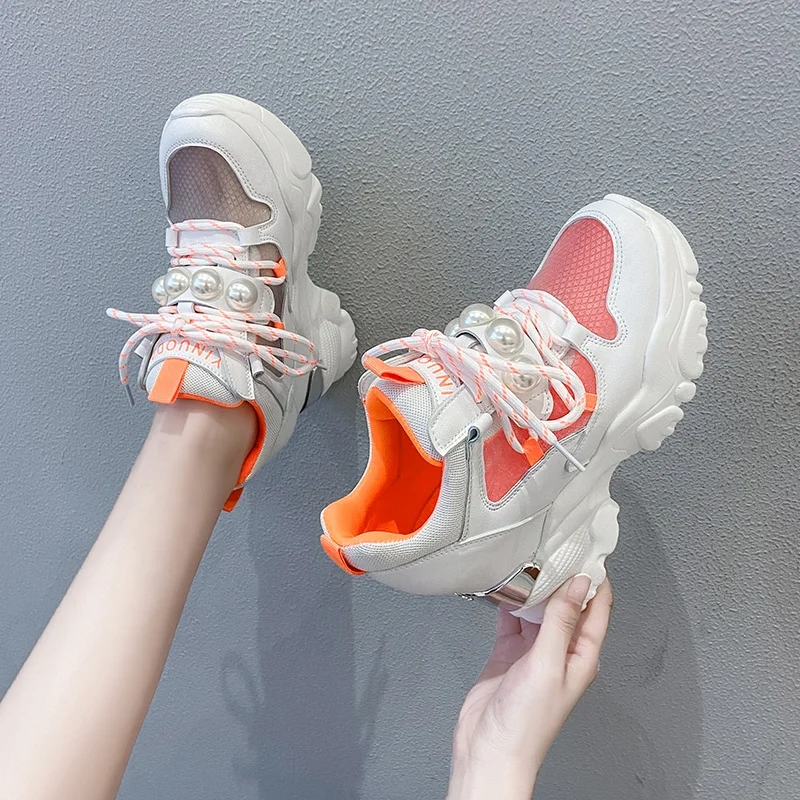 

Women High Platform Sneakers Tenis Feminino 2021 Spring Female Running Shoes 6CM Woman Sneakers Breathable Zapatos Casual Mujer