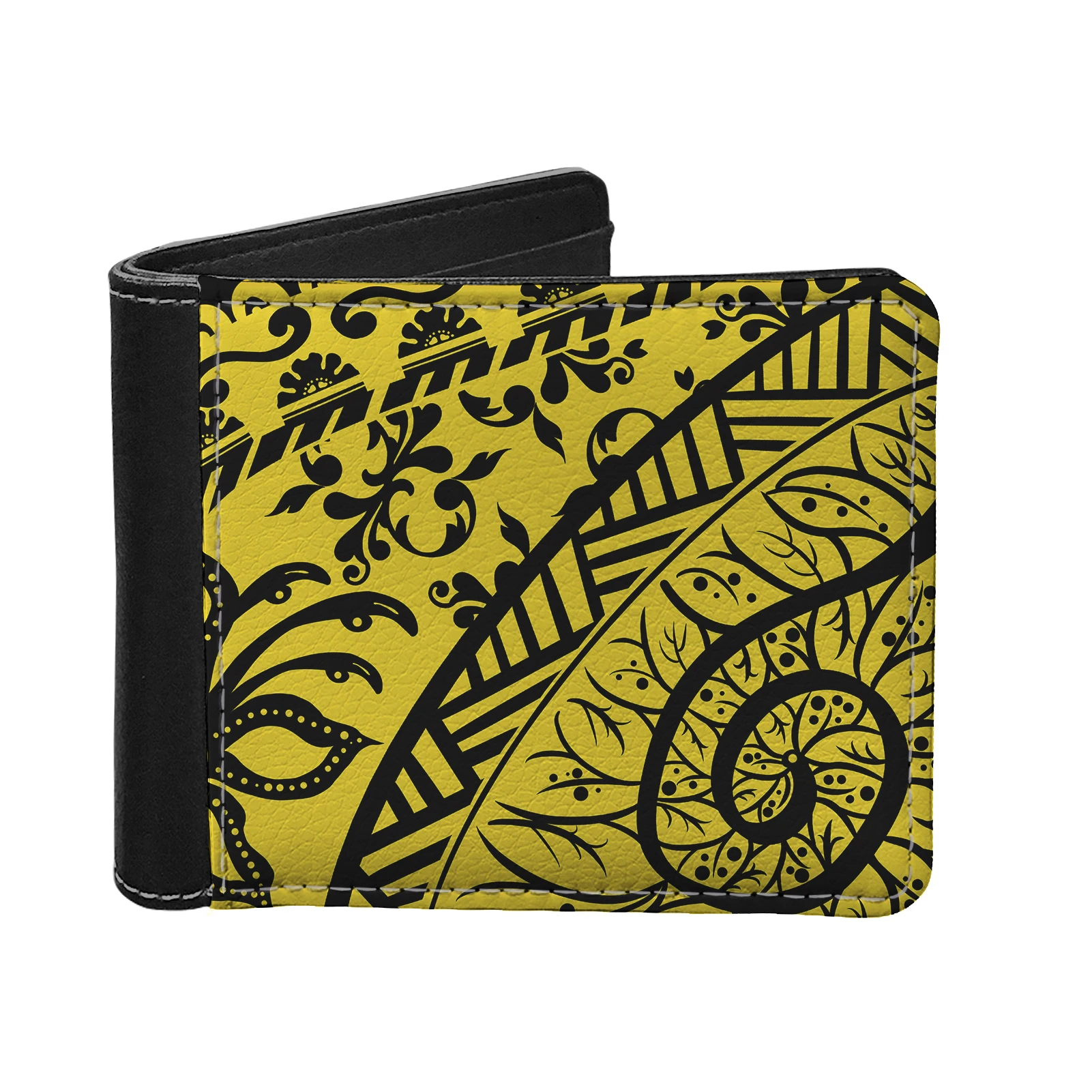 

Customized egg yolk Polynesia print men's ultra-thin mini short wallet material leather can be waterproof and easy to carry, Customized exclusive wallet