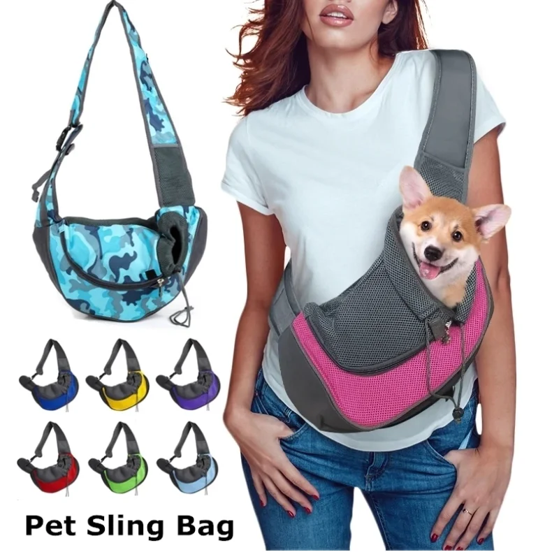 

Outdoor Travel Puppy Dog Shoulder Bag Portable Mesh Oxford Sling Cat Handbag Carrier, As picture or custom color