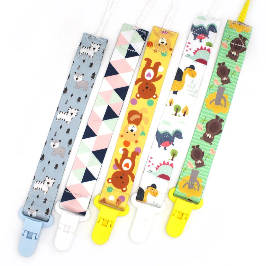 

New Ribbon Pacifier Clips Chain Animal Print Dummy Clip Pacifier Holder Nipple Soother Chain Infant Baby Feeding Tools Gifts, Picture