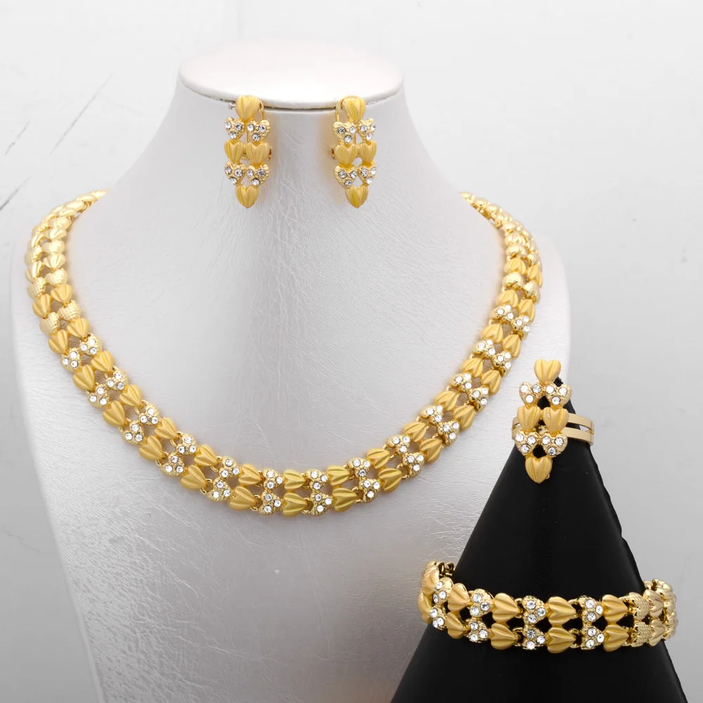 

Bracelet Ring Luxury Wedding Set For Women Jewelry Indian Designers Dress Necklace Matching Chokers Luxury Earrings Jewelry Set