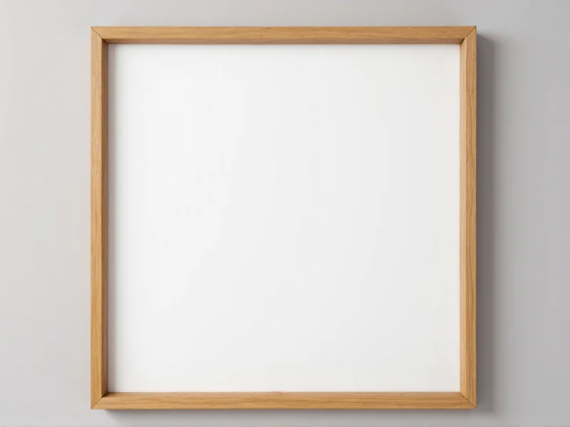 Finished canvas frame with natural wood finish hanging on wall