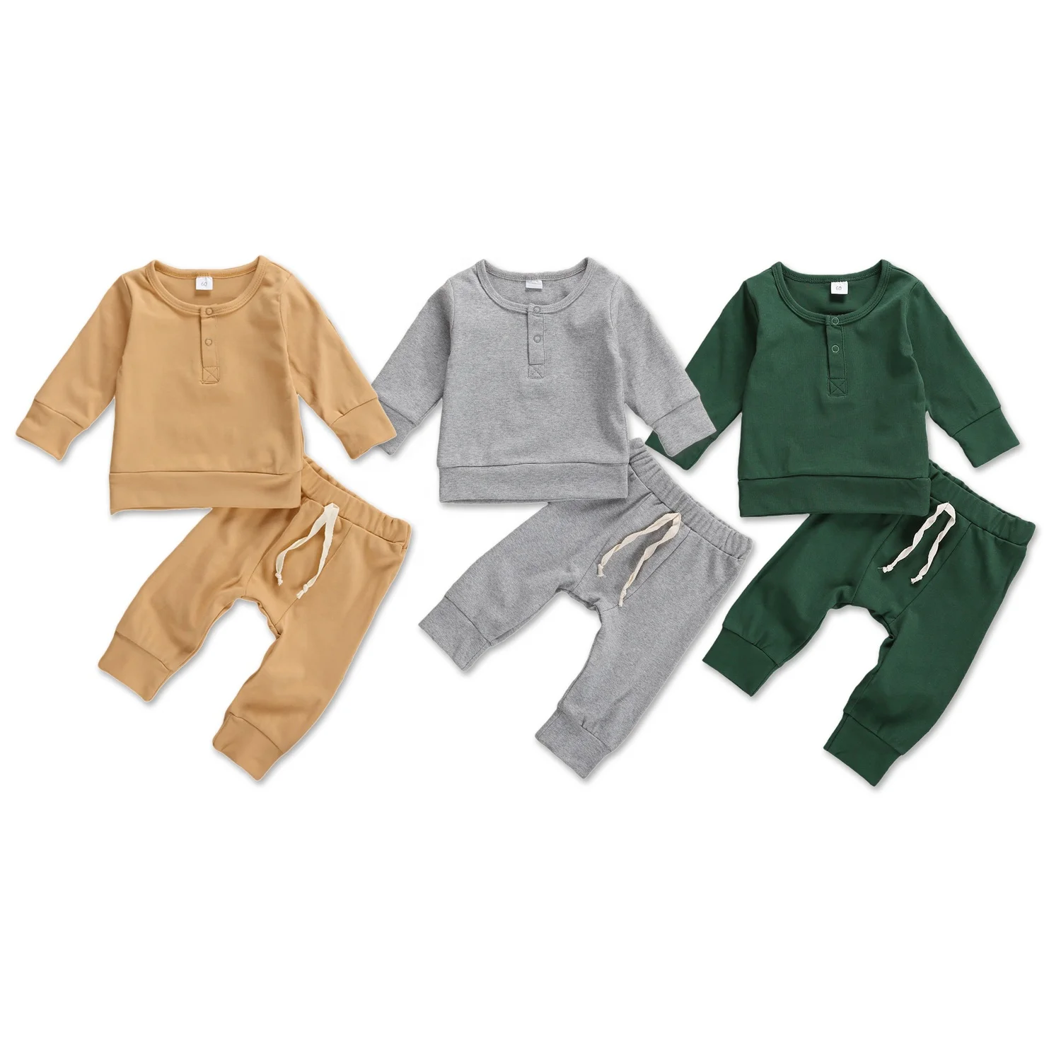 

infant babies two pieces outfits boy girl newborn unisex pullover pant organic cotton clothes winter blank baby boy 2 piece set