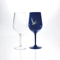 

500ml Wholesale Custom Unbreakable Plastic Crystal Colored Floating Goblet Wine Glass Cup