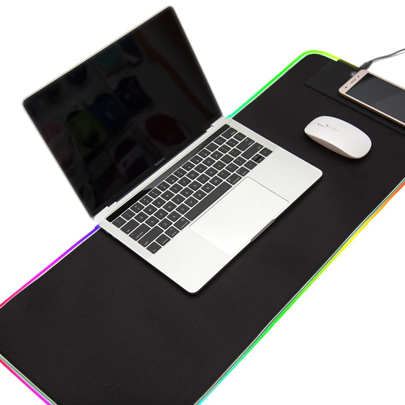 

Qi Wireless Charger Large Extended RGB LED Lighting Mousepad Mat 10W Quick Charging illuminated Gaming Mouse Pad