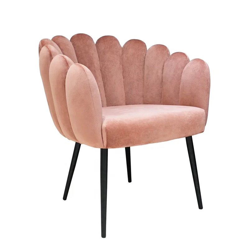 

Nordic Flower Type Pink Velvet Lounge ArmchairLuxury Pink Modern Dining Chairs