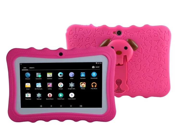 

Kids Pad 7 Inch Android Tablet That Can Put Sim Card Tablet pc With Silicone Cases Stand tablete kids new, Pink