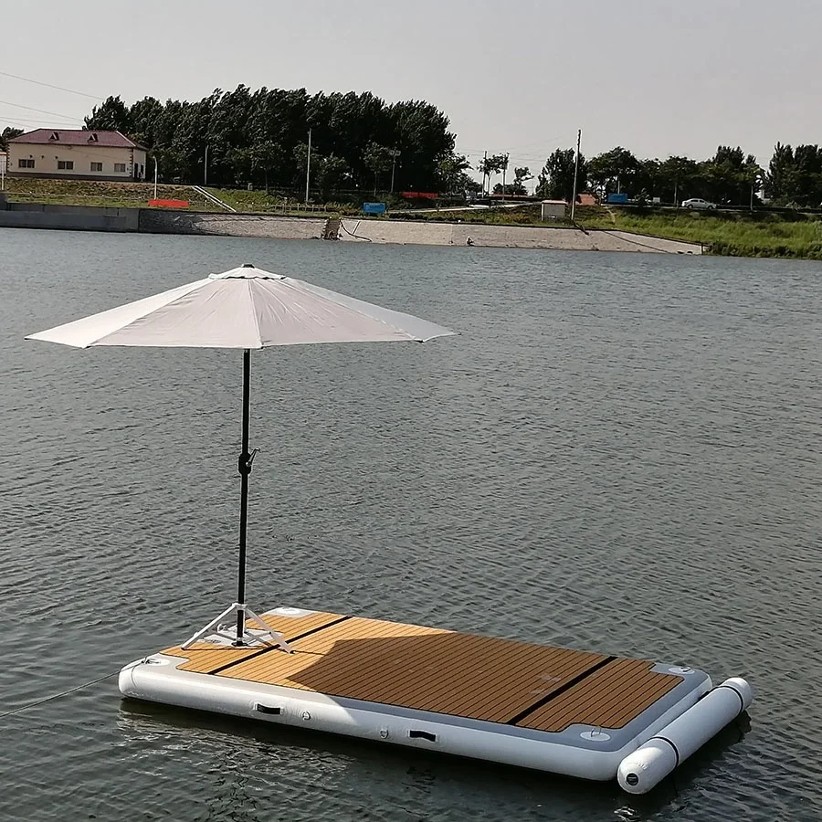 

fishing platform inflatable water play equipment for yacht jetski galleggiante, Yellow/white