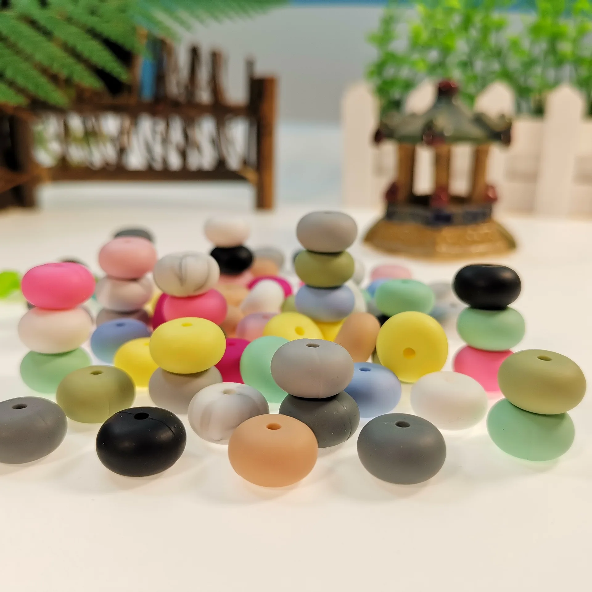 

Food Grade Silicone Abacus Beads Spacer Flat Beads Molars DIY Teether Pacifier Chain Necklace Jewelry Accessories, Customized color