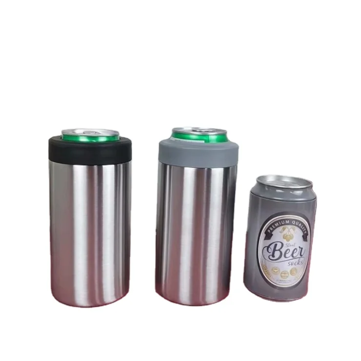 

2021 Hot Wholesale in Amazon 12OZ Double Wall Stainless Steel Vacuum Insulated 4 in 1 Beer Can Holder Cooler Customized With Lid, Customized color