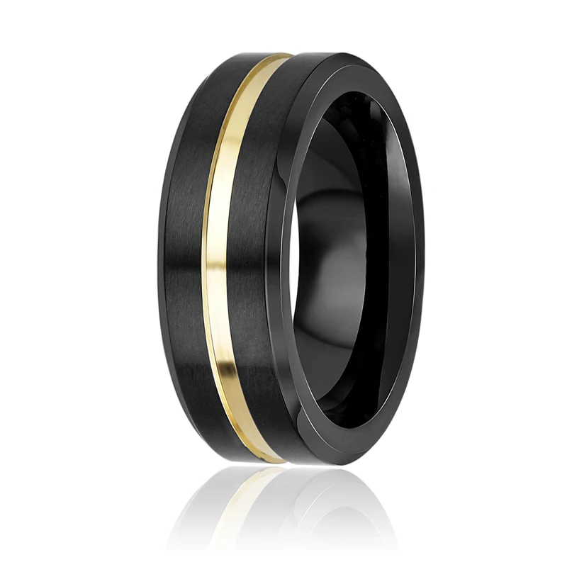 

8MM New arrival stainless steel rings sandblast gold last design ring Jewelry men's ring unisex