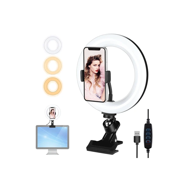 

7.9 inch Selfie Ring Light for Laptop Computer Desktop Ring Lamp Video Conference Lighting Kit With Tripod Phone Holder Clip On