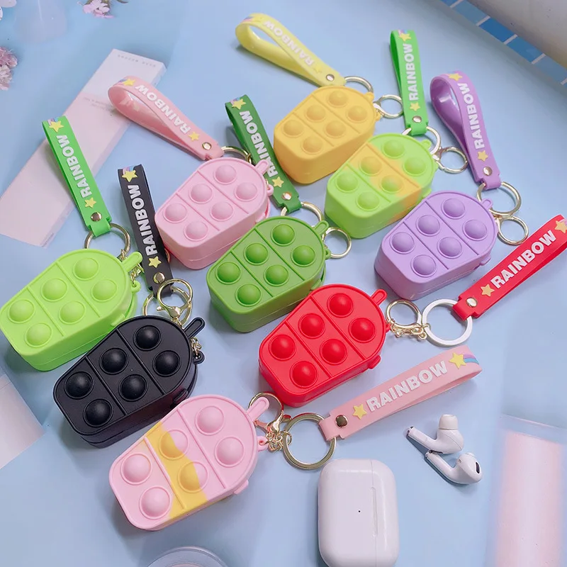 

Hot Sale Silicone Cup Shaped Pop Push Bubble Coin Card Wallet Bag Push Bubble Fidget Purse Bag, Colorful