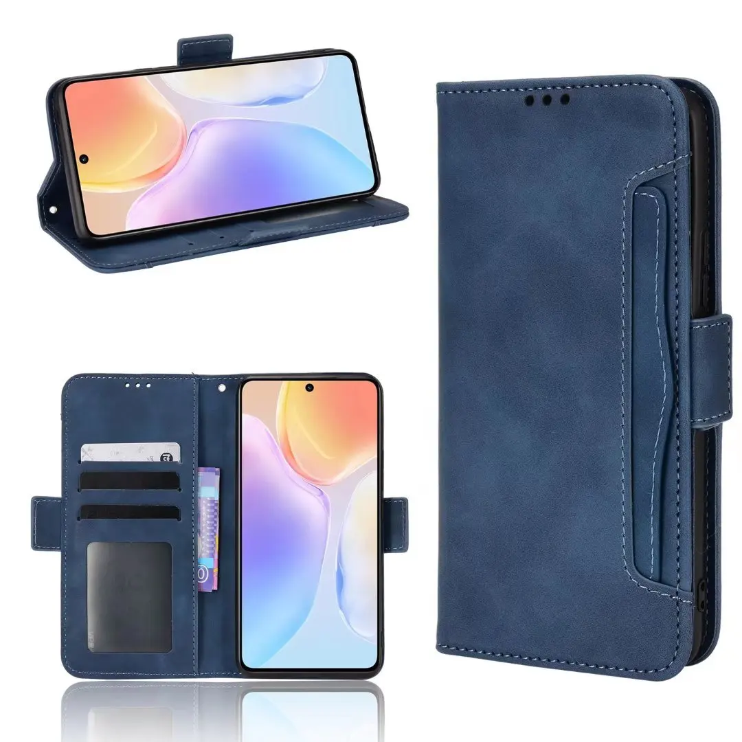 

Multi Card Slot Cattle Stripe Flip Wallet Leather Case For VIVO X70, As pictures