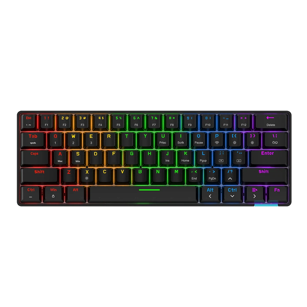 

Factory direct 2021 Hot New AJAZZ STK61 Rainbow colors BT 3.0 Dual-Mode Compact 61 Key Mechanical Gaming 60% mini keyboard