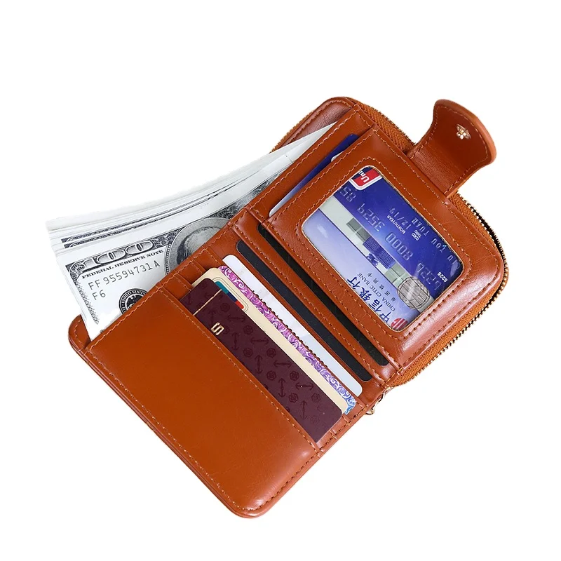 

New Fashion Custom Logo Vintage Slim Lady Purse Coin Bag Card Holder Short Women Casual Wallets, Customized color