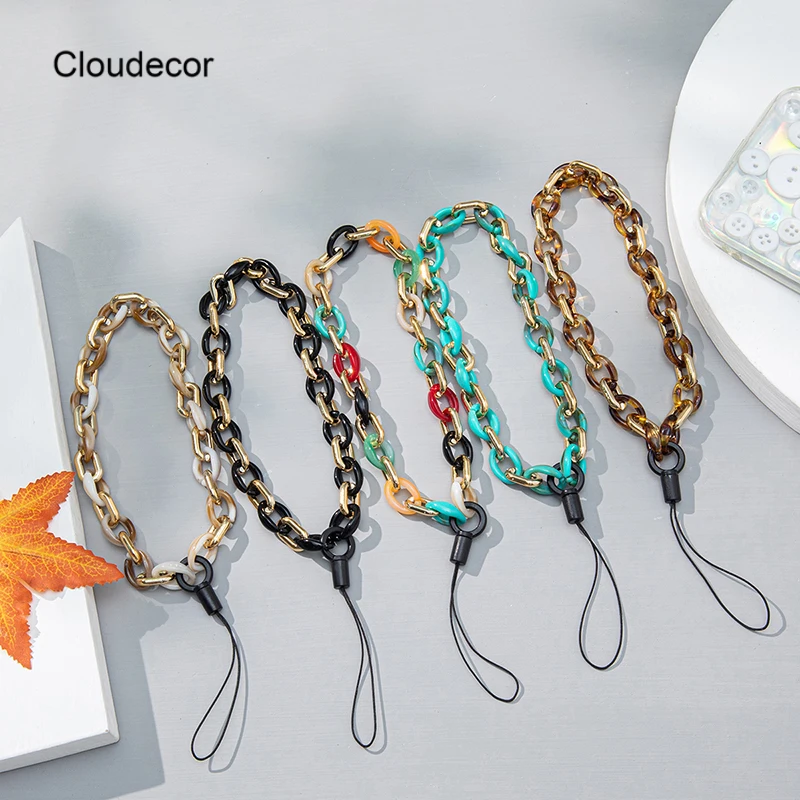 

Acrylic Link Chain Cell Mobile Phone Wrist Strap Holder Phone Case Acrylic Chain Key Hanging Lanyard Correas Para Celulares