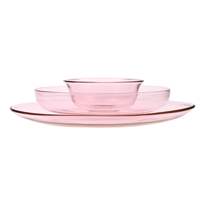 

customized Japanese style high borosilicate glass colored glass bowl fruit plate salad bowl tableware, Yellow