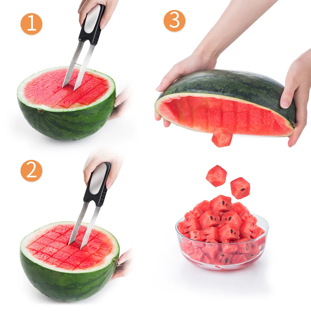 

FASHION Manual 304 Stainless Steel Safe Fruit Salad Melon Cutter Watermelon Cube Cutter Slicer