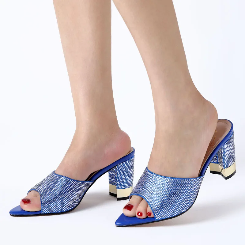 

2020 open-toe fashion genuine leather women pointed high heels slipper sandals